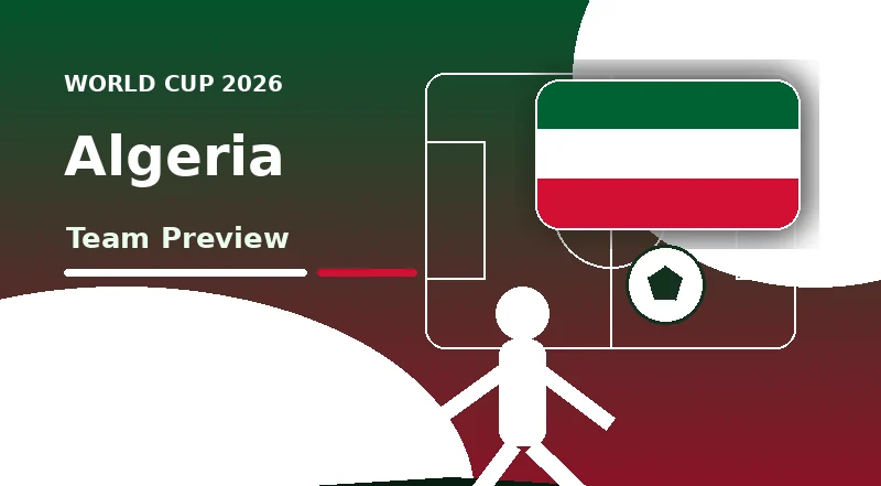 Algeria Campeonato do Mundo 2026 equipa prévia banner com national colours